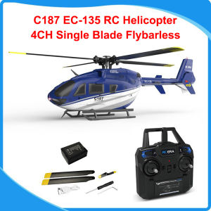 JDD【Available now】【Fast delivery】RC ERA C187 2.4G 4CH Single Blade EC-135 Scale 6-Axis Gyro Electric Flybarless RC Remote Control Helicopter RTF VS Eachine E120