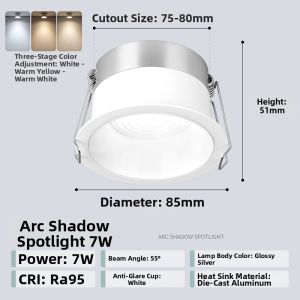 NVC | Embedded Deep Cup Non-Glare Narrow Frame LED Downlight 75mm