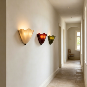 French Shell Shape Background Wall Living Room Bedroom Bedside Interior Decoration Lamp Retro Colorful Berry Glass Wall Lamp