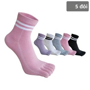 Tất Cotton Sọc Năm Ngón Dành Cho Nữ 1/5 Đôi Tất Ngắn Ngón Chân Mềm Mại Thấm Hút Mồ Hôi Dành Cho Học Sinh 4 Mùa