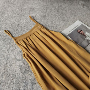 ชุดเดรสยาวผู้หญิงสไตล์ญี่ปุ่น ทรงหลวม สไตล์สตรีท แขนกุด คอวี กระโปรงทรงเอ ผ้าฝ้ายผสมโพลีเอสเตอร์