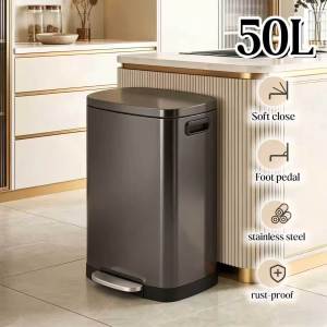 Kitchen Dustbin 50L stainless steel dustbin tong sampah besar kitchen home trash can with inner bucket pedal dustbin 垃圾桶