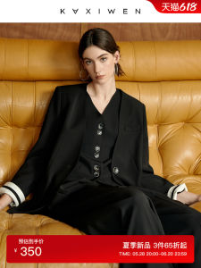 Elegant V-Neck Suit Jacket Drapey Commute Slimming Top Advanced Quality Fashionable Straight Cut Long Sleeve Polyester Blend