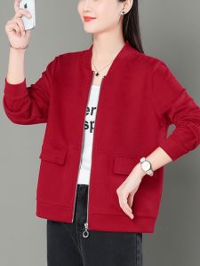 Fall Fashion Short Casual Style Womens Jacket Spring Autumn Baseball Sweater Cardigan Outerwear Trendy Organic Cotton Zipper