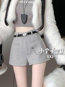 กางเกงขาสั้นผ้าขนสัตว์หนาสำหรับผู้หญิงในฤดูหนาว กางเกงขายาวทรงหลวมเอวสูง กางเกงขายาวสำหรับใส่ลำลองสำหรับสาวๆ