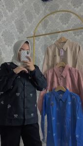 Atasan Wanita Katun Poplin Atasan Bordir Korean Style Free Bros