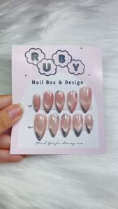 [ A-40 ] Nailbox thạch hồng mắt mèo vẽ titan