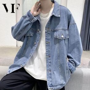 VFASION เสื้อเเจ็คเก็ตยีนส์ผู้ชาย เสื้อยีนส์ผู้ชาย รุ่น น้ำเงิน/ดำ
