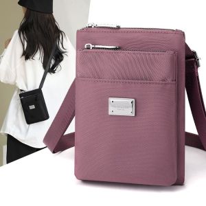 Womens Vertical Crossbody Bag Womens Mobile Phone Bag 2023 New Arrival Nylon Canvas Shoulder Messenger Bag Lightweight Small Bag