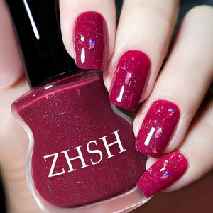 ตัวสีเล็บ ZHSH แห้งเร็ว ติดทนนาน ไม่ฉีกง่าย กลิตเตอร์ ลูกกลิ้ง เครื่องประดับเล็บ ติดทนนาน ไม่หลุดในฤดูใบไม้ร่วงและฤดูหนาว สีชมพูแดงสด