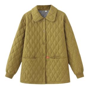 อุ่น ผ้าฝ้าย เสื้อแจ็คเก็ต สไตล์เกาหลี ลวดลายเพชร ปกเสื้อ วัยกลางคนและผู้สูงอายุ ผู้หญิง แฟชั่นขนาดใหญ่ เสื้อโค้ทผ้าฝ้าย