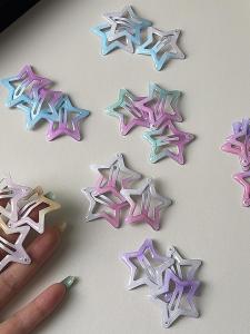 Sweet Gradient Star Hair Clips Childrens Side Hairpins Girls Cute Style Fringe Clips High Aesthetic New Model Baby Accessories