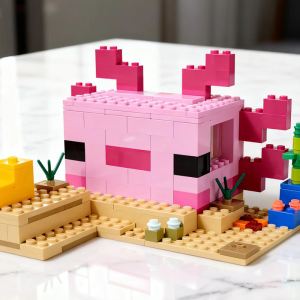 Compatible Brands Brick Sets My Pixel World Game Series Building Blocks Axolotl House MOC Toys Kids Gift