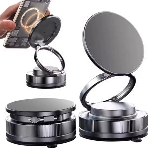 Folding Strong Magnet Magnetic Phone Holder 360 ° Rotation Desk Car Vacuum Suction Windshield Dashboard Mobile Phone Holder Adsorption