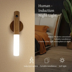 LED Night Light Smart Induction Magnetic Lamp USB Rechargeable Corridor Cabinet Household Toilet Wall Bedroom Stair Wall Lamp
