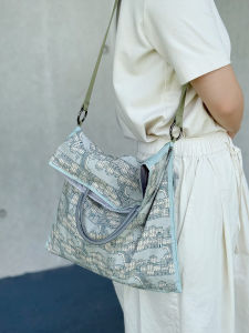 KALIIYA Original Venice Pattern Blue Grey Old Money Color Single Shoulder Crossbody Bag Fashion Print Casual Handheld Bag