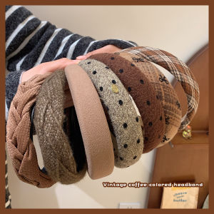 Autumn Winter Brown Hairband Womens High Forehead Washing Face Going out Versatile Wide Bracket Hair Ties Mermaid Pressed Hair