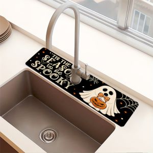 VIKAMA Halloween Ghost Faucet Absorbent Mat Quick Drying Non Slip Floor Mat Kitchen Splash Proof Floor Mat Home Decoration