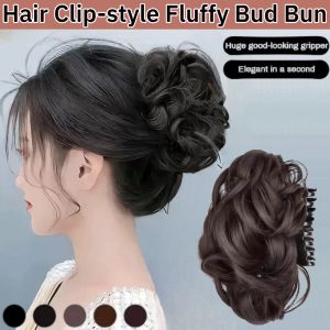 [One-grab hair growth] Hair Clip-style Fluffy Bun Half Hair Bag Wig Female Winding Artificial Hair Fluffy Bud Bun