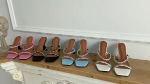 MANXIXI Fashion Women High Heels 3.54 Inches Beautiful Pearls Sandals (Size 35-40)