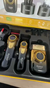 Professional Kemei Max Km-8557 Pro Super Luxury Hair Clipper Combo Trimmer Box Cordless Barber Cutter Machine Set Electric Dock