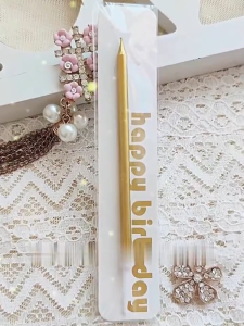 AI-C1357 Lilin Panjang Kue Ulang Tahun Metallic Warna Lilin Ulang Tahun Metalik Happy Birthday