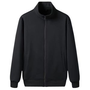 Autumn High-End Mens Open Cardigan Sweatshirt Loose Large Size Japanese Retro Solid Color Stand Collar Jacket Casual Sportswear