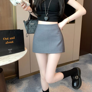 Gray Suit Half Skirt Womens Spring Summer 2025 New Hot Girl A-Line Short Skirt Black High Waist Short Skirt Bodycon Skirt