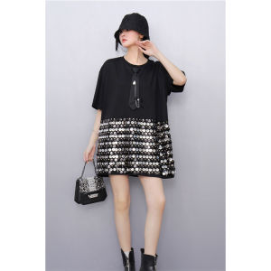 เสื้อยืดผู้หญิงหลวมๆ แขนสั้น แฟชั่นฤดูร้อน 2025 ดีไซน์ใหม่ ดีไซน์เก๋ไก๋ ลำลอง ประดับเลื่อม แขนสั้น ทรงหลวม แฟชั่น