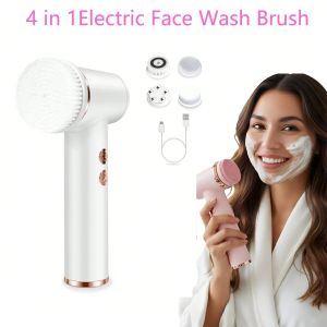 Upgraded T-Shape Electric Facial Cleansing Brush 4-in-1 Rotating Massager Silicone Deep Pore Cleaner Beauty Tool Gift for Mom