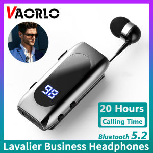 K55 Lavalier Business Bluetooth 5.2 Headphone Talk/Music Time 20 HoursLED Digital DisplayNoice Cancelling Wireless Earphones