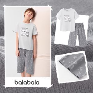 Pure Cotton Childrens Sleepwear Set Short Sleeve Home Clothes for Boys Summer New Style Breathable Comfortable Casual Style