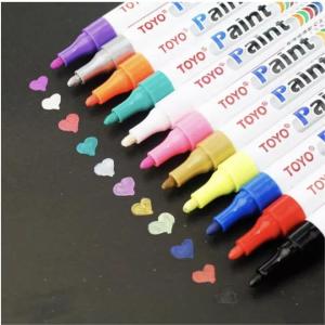 6 Colors Original Motorcycle Waterproof Rubber Pen Car Motorcycle Bicycle Tires Oil Pen Car Type Does Not Easy To Fade Permanent Paint Marker Marking Paint (Black/Red/Silver/Blue/Gold)