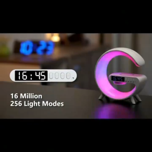 【SG Local】Bluetooth Speaker Dazzling Atmosphere Light Wireless Charging Clock Alarm Clock All-in-one Machine Bluetooth Audio