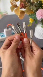 120W Multi-Device Fast Charging Cable Type-C/iOS/Android with Liquid Silicon & USB Charger for Phones & Laptops