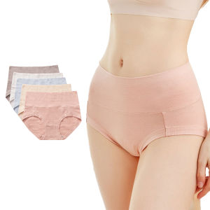 Sentexin 5Pcs Plus Size Panties Womens High Waist Cotton Underwear Breathable Briefs Female Lingerie M-XXL