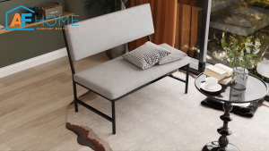 DIOBANI | Modern Metal Bench with Cushion - Minimalist Home Bench (Random Color)