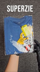 Kaos Anak Laki-Laki Usia 4-12 Tahun Motif Binatang Dinosaurus ST FIERCE TIGER Warna Denim Bahan Adem