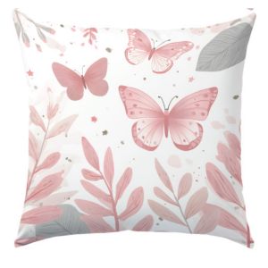 VIKAMA Pink Butterfly 45x45cm Pillow Cover Soft Decorative Cushioncase for Sofa Bedroom Living Room Home Decor
