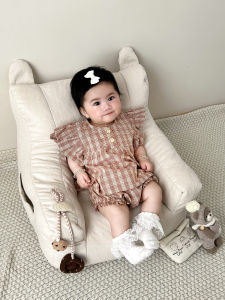 Sleeved Checkered Dress and Shorts Set for Girls