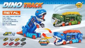 Big Size Transformed Dinosaur Truck Toy with 4PCS Diecast Racing Cars Dino Transport Car for Kids Birthday Gift