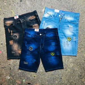 CELANA PENDEK JEANS SOBEK EMBLEM BORDIL