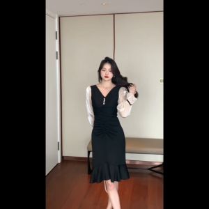 Đầm body THUN đuôi cá phối hạt châu xinh xinh - ROSA R68 Full Size M L XL XXL