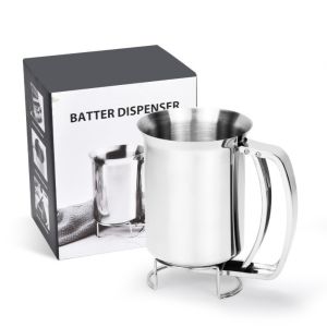Bình Đựng Bột Làm Bánh Bằng Thép Không Gỉ 680ml Có Thể Tái Sử Dụng Đạt Chuẩn Thực Phẩm Dụng Cụ Nhà Bếp Tiện Dụng Cho Bánh Kếp Bánh Quế Bánh Cupcake Dễ Dàng Đổ Bột.