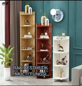 Rak Sudut Oval Aesthetik & Rak Sudut Ruang Tamu