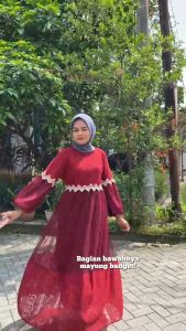 Gamis Brokat Simple Elegan Olivia Dres Brukat Mix Tile Busui Friendly Dress Kondangan Waita Kekinian