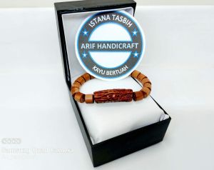 gelang kayu bidara arab pakek plat ukir naga