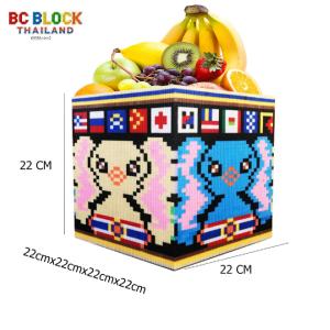 Home Decor กระเป๋าตัวต่อ ใช้งานได้จริง กระเป๋า Lego กระเป๋าจัดระเบียบ กล่องตัวต่อ กล่องเก็บของ กระเป๋า สะพาย Back Pack เครื่องสำอางค์ กล่อง แต่งหน้า ลายช้างไทย ช้างสีเหลืองและฟ้า  ธงนานาชาติ Thailand Art Toy กระเป๋า โต๊ะ ตู้ ชั้นวางของ ประกอบมือ