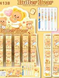Pen Tulis Butter Bear Gel Ink Pen Blind Box 1PC 0.5mm Cute Cartoon Stationery Creative Pen Gift
