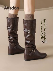 Agsdon | Height-increasing Retro Wrinkled Boots